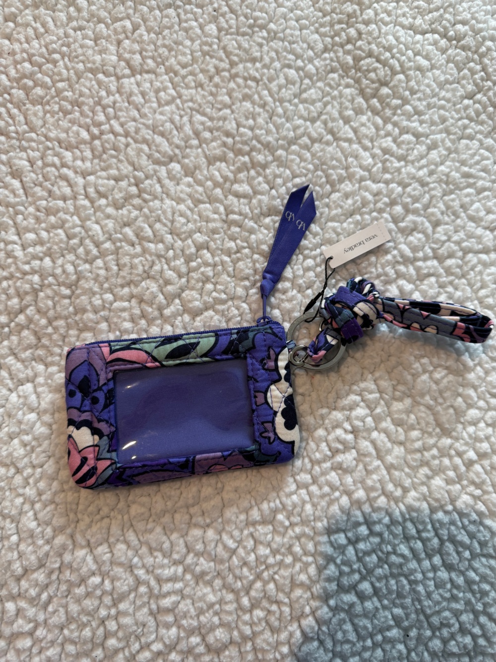 Vera Bradley Quilted Purple Floral ID Holder with Lanyard